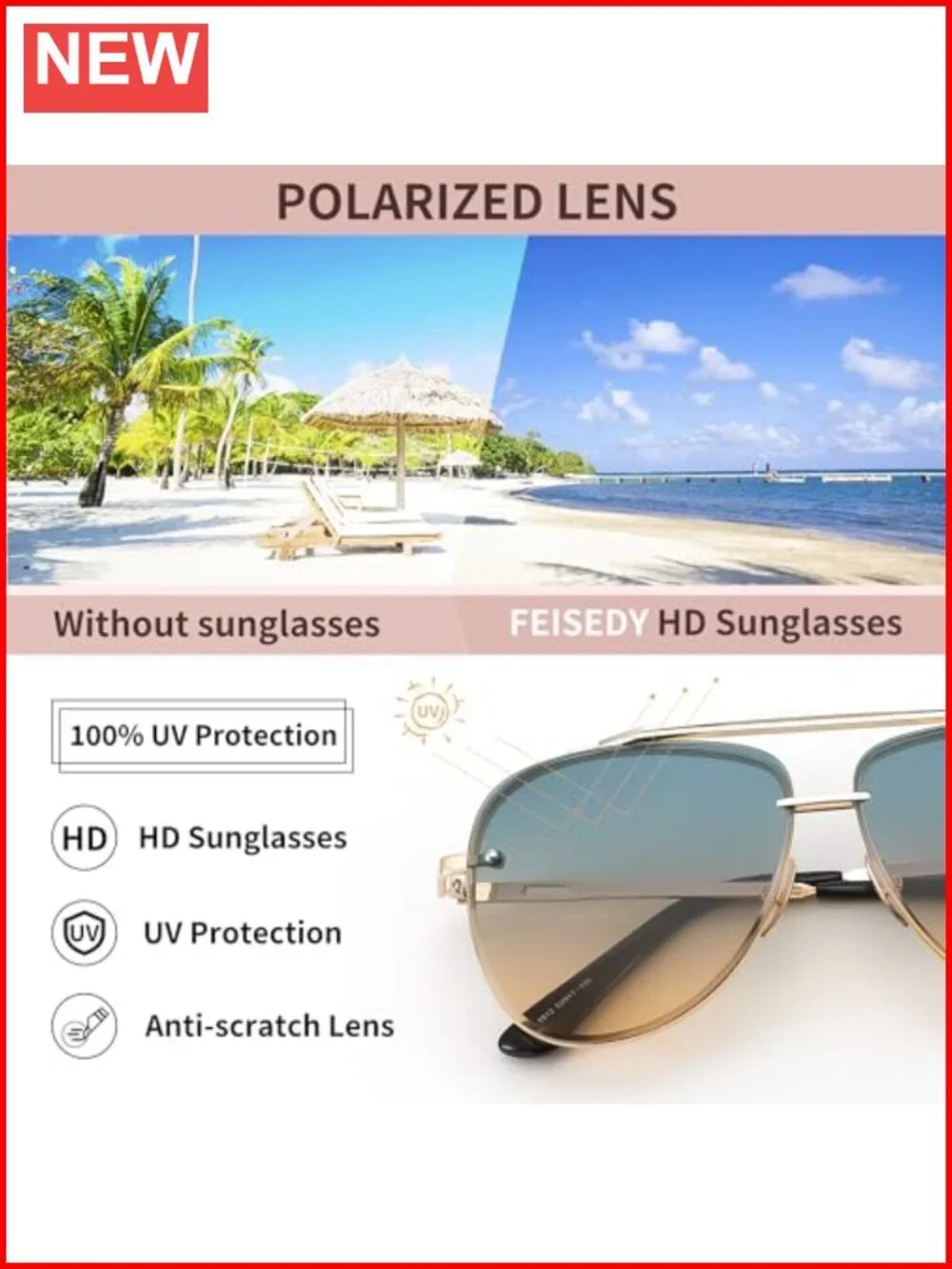 Oversized Aviator Sunglasses Metal Frame Gradient Lenses UV Protection